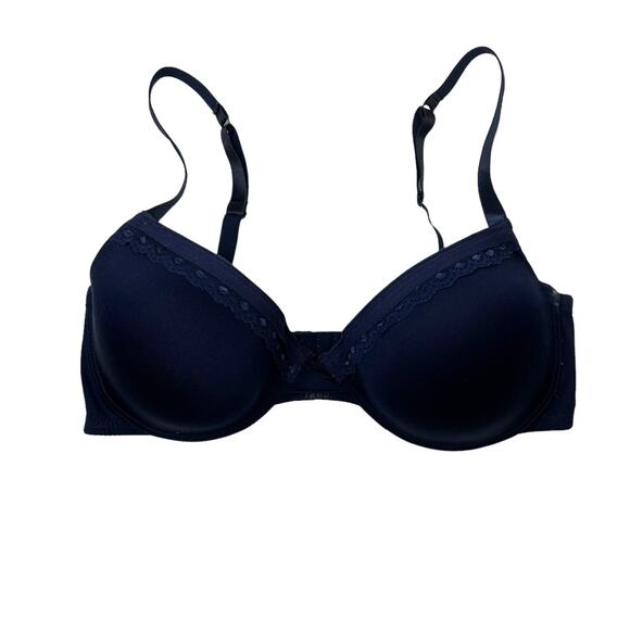 IZOD Underwire Lightly Padded Full Coverage Bra Navy Blue Womens 38D - Picture 1 of 7